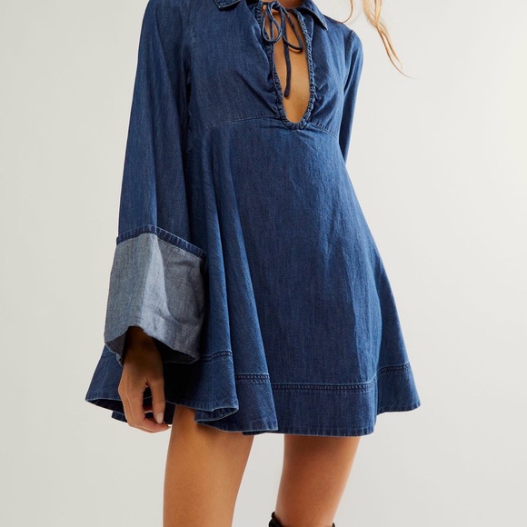 Dark Blue Denim Tunic Dress - Picture 2 of 8